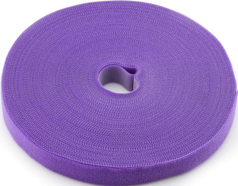 Saisn Reusable Fastening Tape Cable Ties 3/4 Inch Double Side Hook Roll (25 Yard, Purple) - Image 1